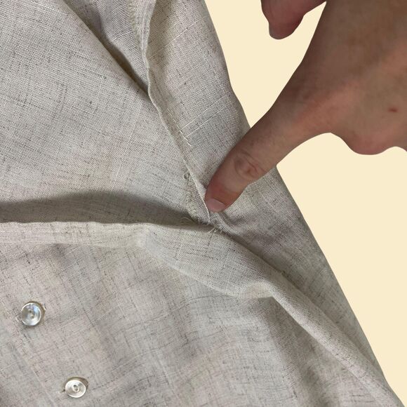 Vintage 70s linen skirt, Hy-Lee 26.5" waist button down tan/beige midi skirt - Picture 3 of 8